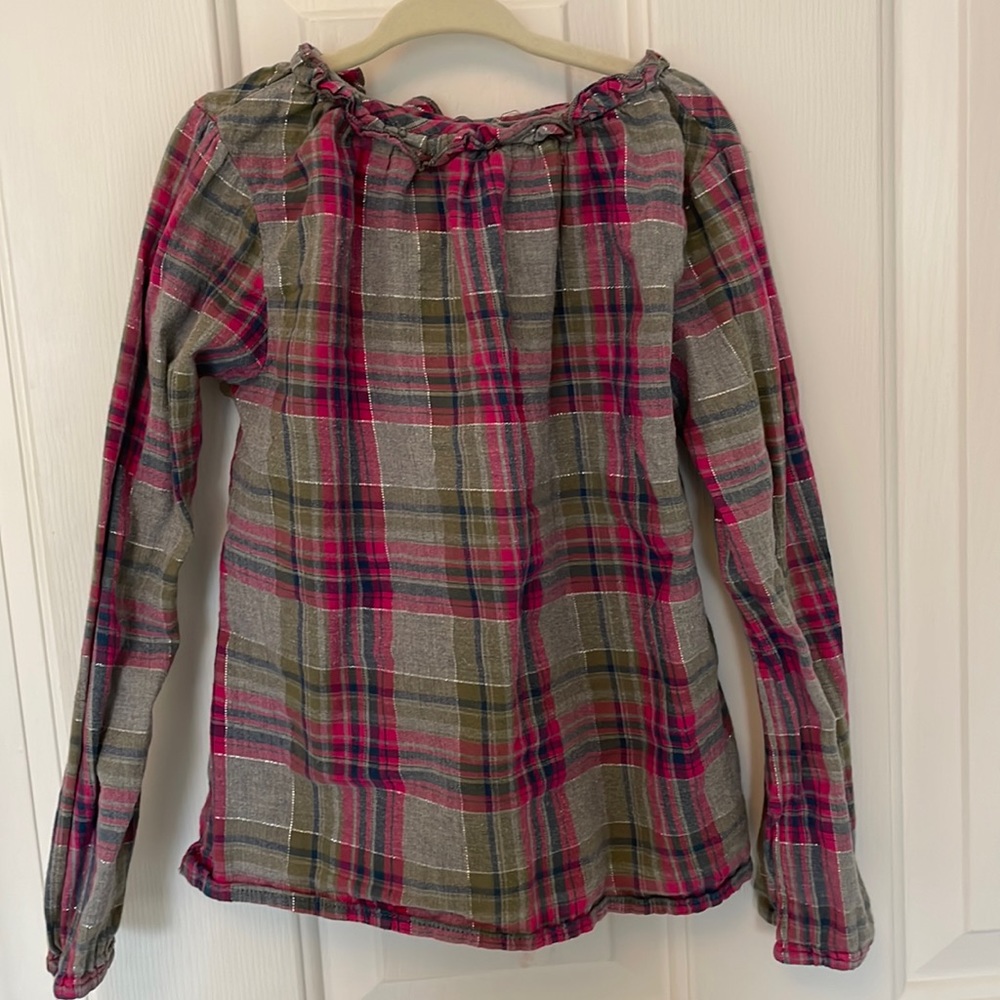 Girls long-sleeved plaid top 4-5Y